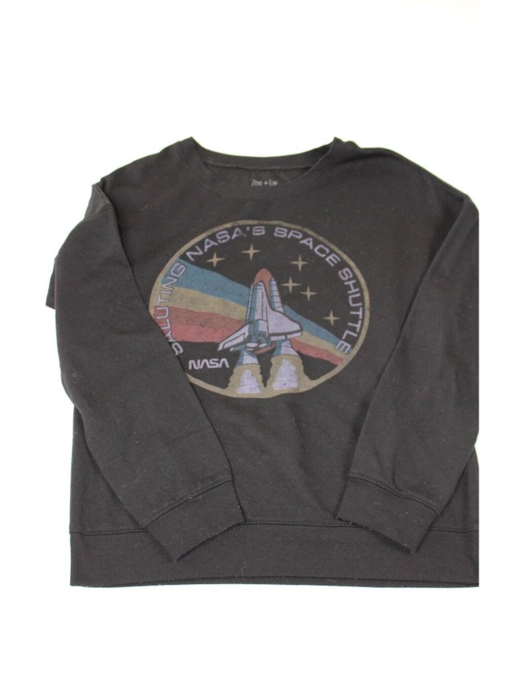 Zoe + Liv NASA Space Shuttle Graphic Sweatshirt Black Pullover Crewneck Womens S